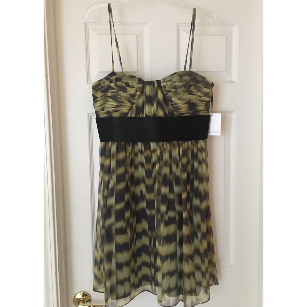 CALVIN KLEIN Strapless Print Silk Dress 10 NEW NWT - Picture 9 of 11